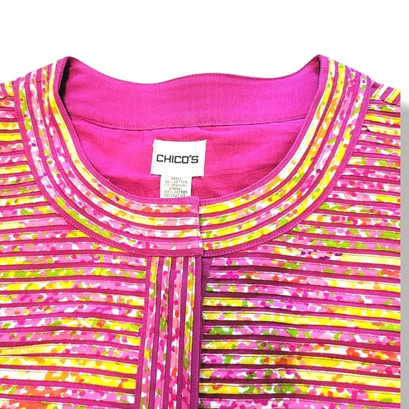 Chico's Textured Multicolored Cotton Business Casual Formal Coat Blazer Size XL - Picture 13 of 14